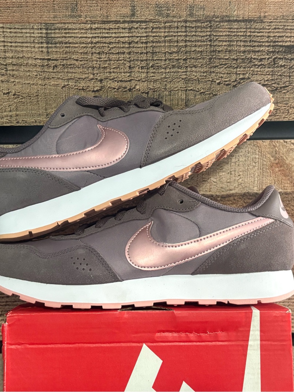 Nike Women’s Charcoal Sneakers with Metallic Rose Swoosh